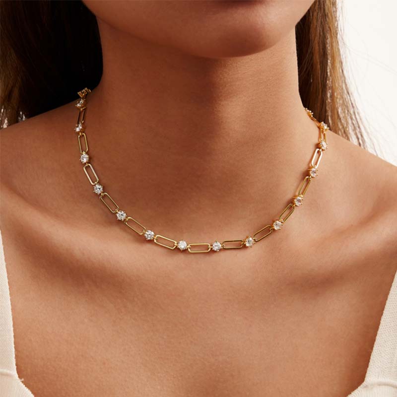 Paperclip Moissanite Necklace-VOOGME