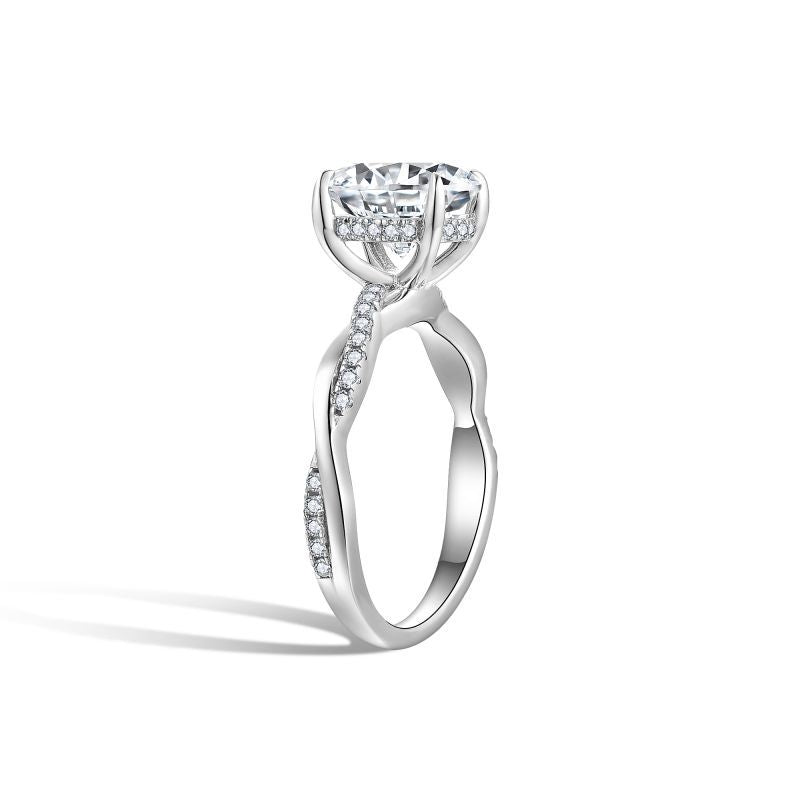 Infinity Twist Hidden Halo Moissanite Engagement Ring-VOOGME
