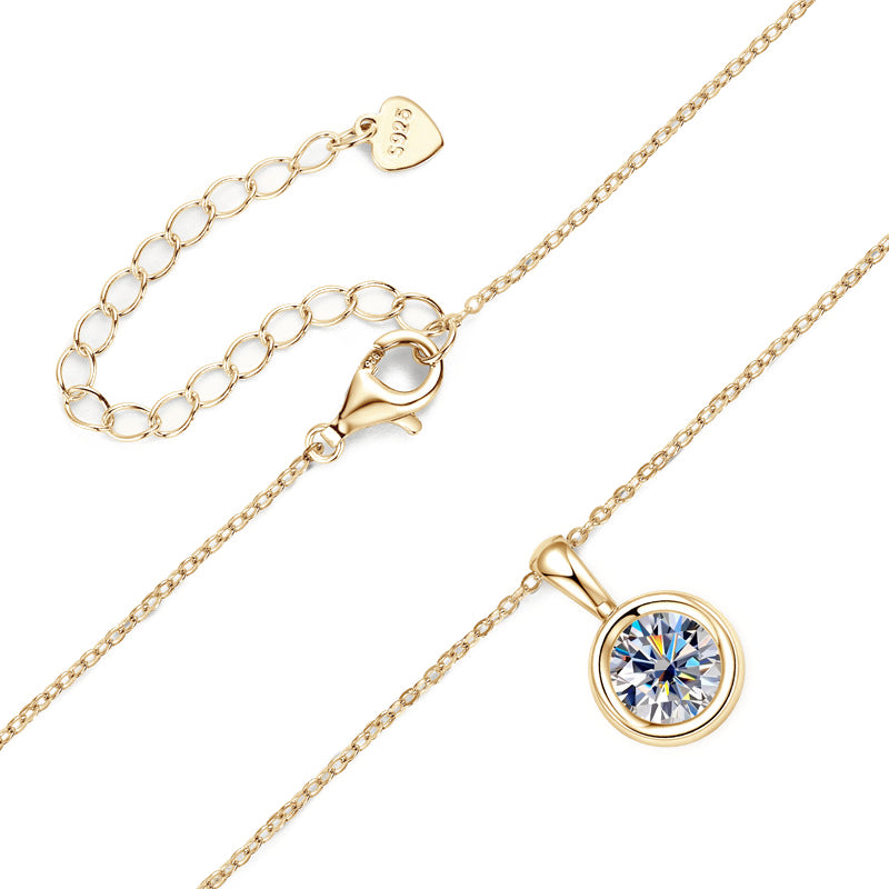 Bubble Bezel Setting Moissanite Necklace-VOOGME