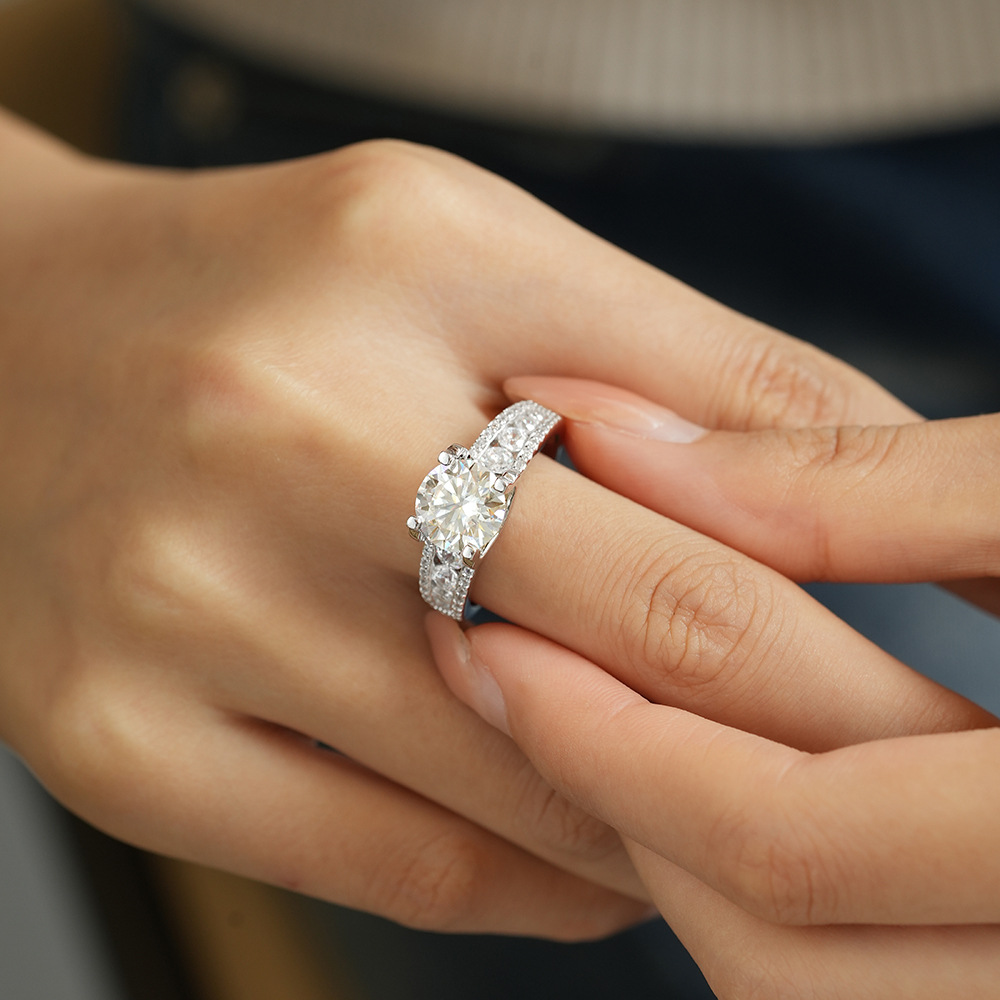 Channel Side-Stone Moissanite Ring