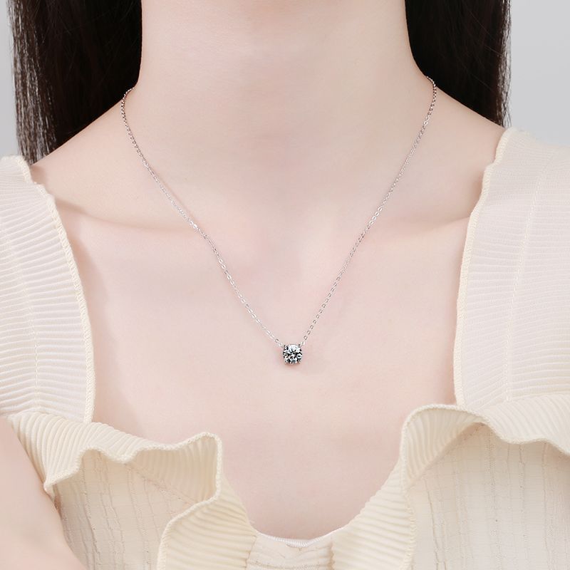 Classic Four-Prong Moissanite Necklace-VOOGME