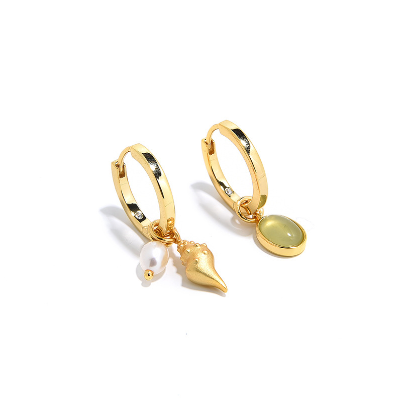 Asymmetrical Conch Baroque Pearl Drop Earrings