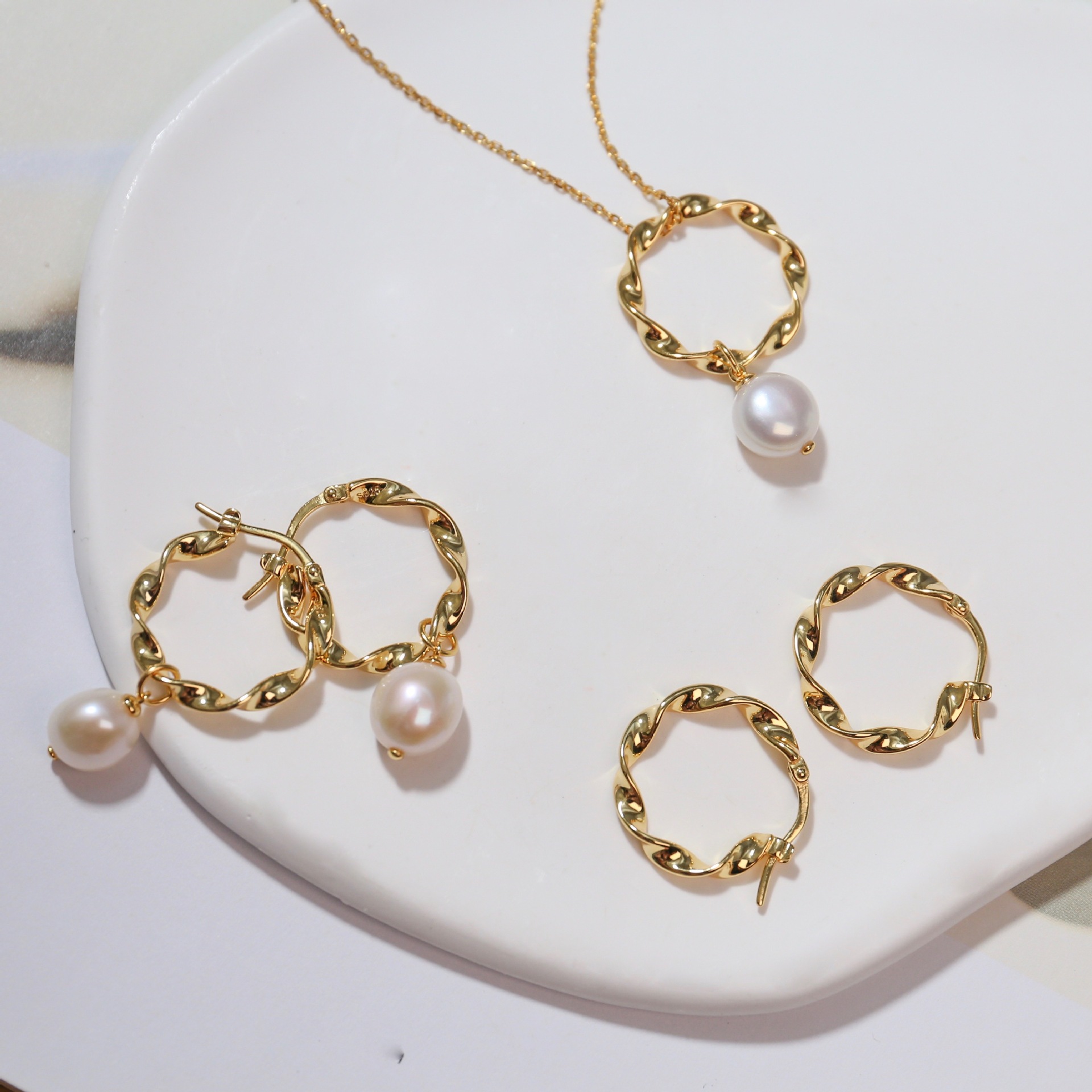 Anica Braided Baroque Pearl Drop Earrings