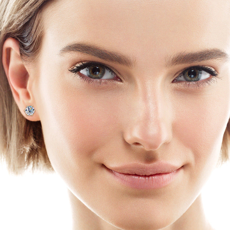 10K Gold Six-Prong Lace Threaded Moissanite Earrings-VOOGME