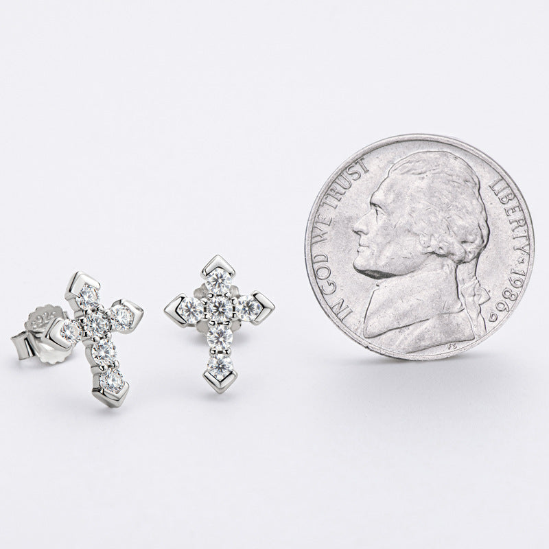 Cross Moissanite Stud Earrings (1.2 ct.tw.)-VOOGME