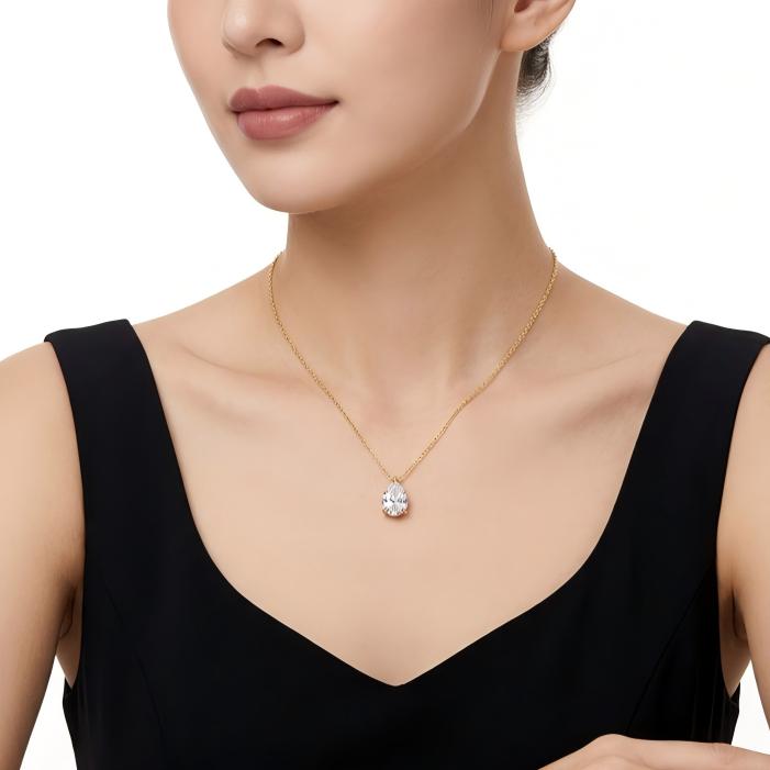 Classic Pear Cut Moissanite Necklace