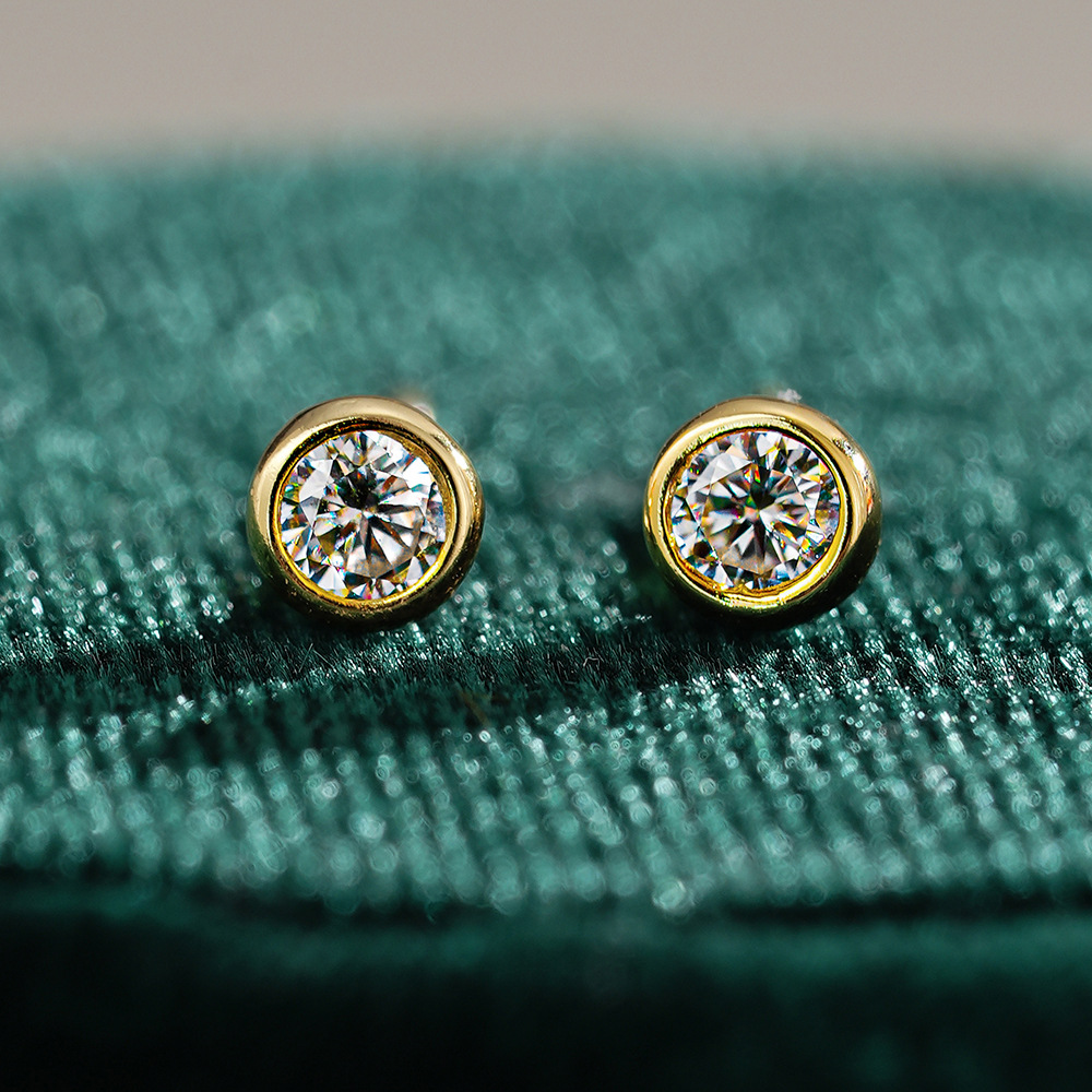 Bezel Bubble Moissanite Stud Earrings