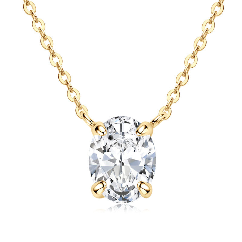 Classic Oval Shaped Moissanite Necklace-VOOGME