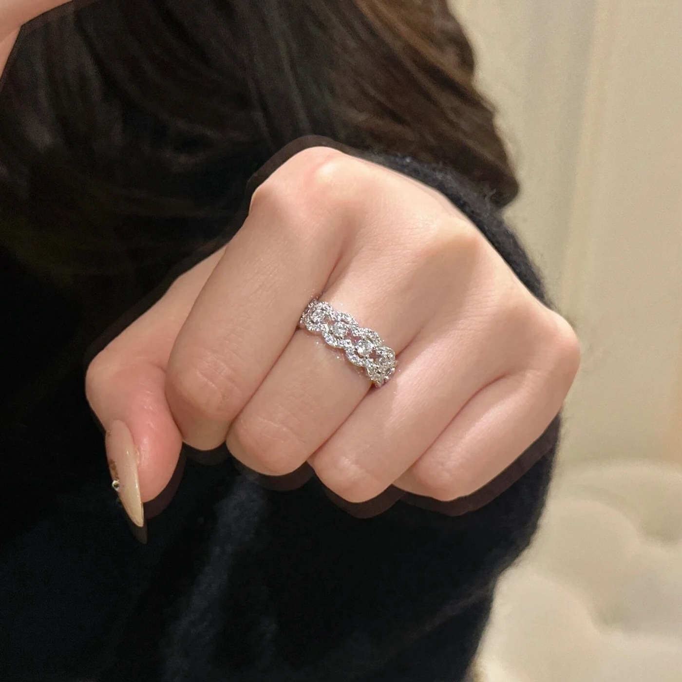 Wave Rhythm Moissanite Ring