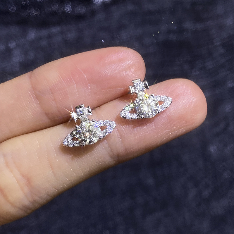 Saturn Moissanite Stud Earrings