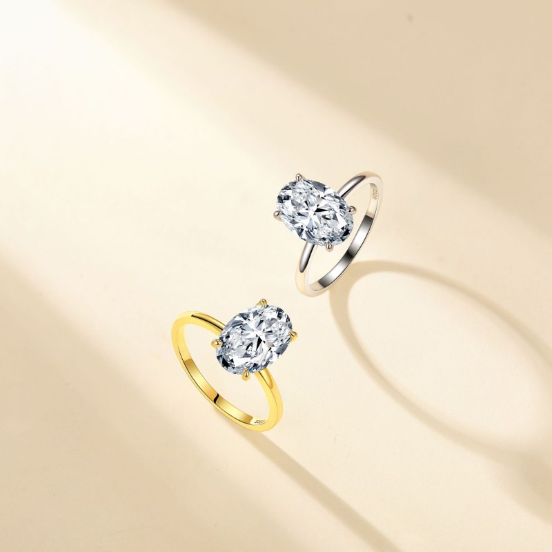 Classic Four-Prong Oval Moissanite Ring