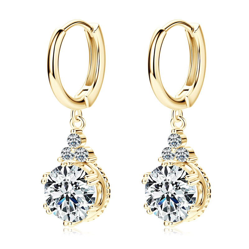 Crown Moissanite Hoop Earrings