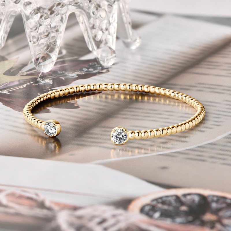 Julia Moissanite Beaded Bangle-VOOGME