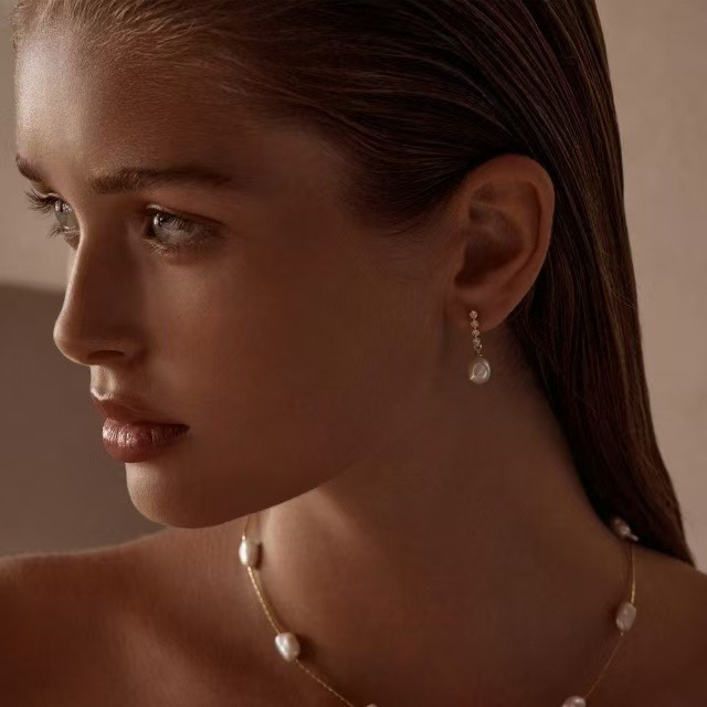 Four-Star Baroque Pearl Drop Earrings