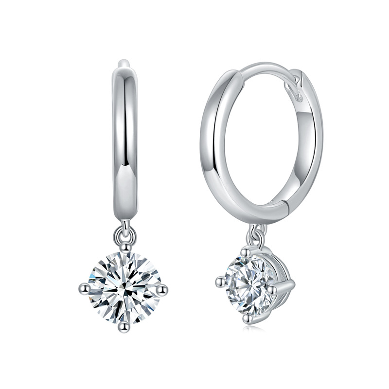 Classic Four Claw Moissanite Drop Earrings