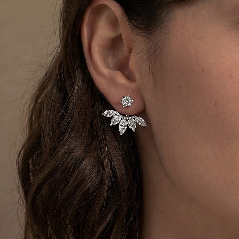 Cluster Marquise Moissanite Jacket Earrings