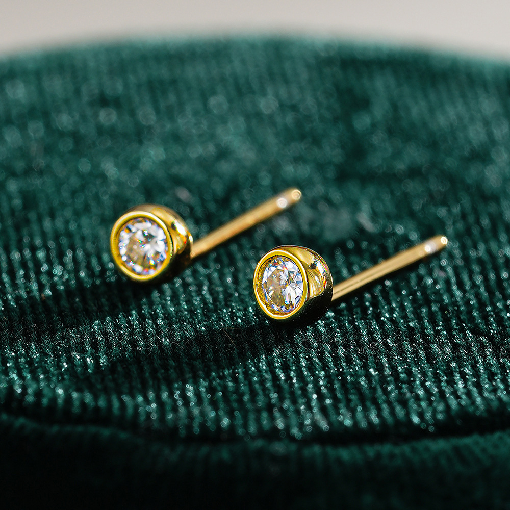 Bezel Bubble Moissanite Stud Earrings