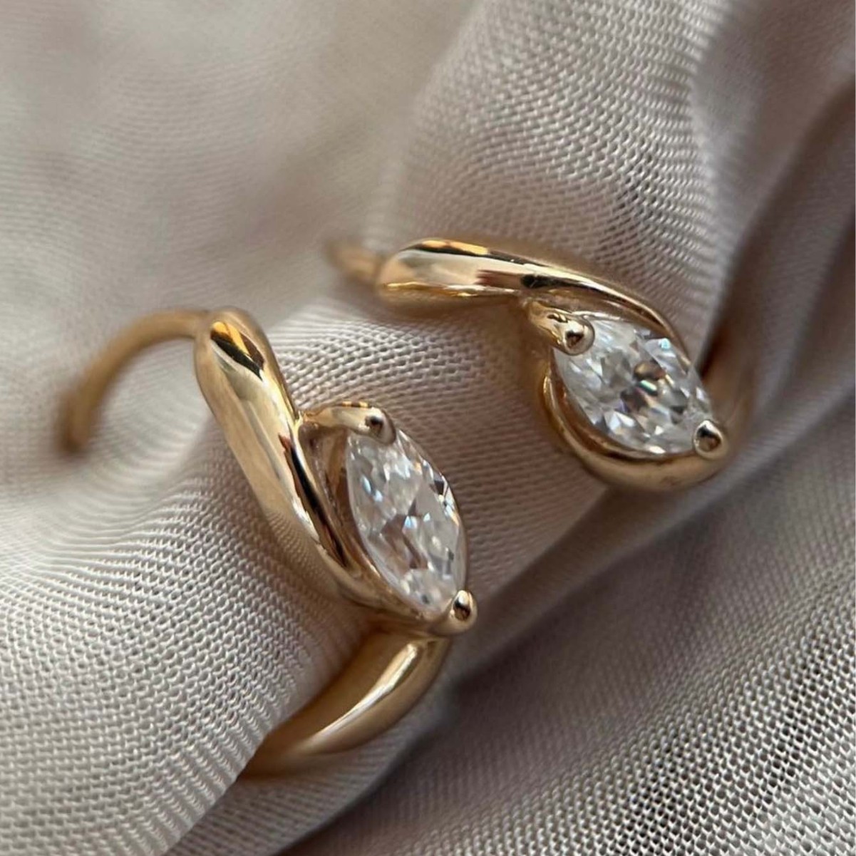 Oriel Marquise Moissanite Hoop Earrings