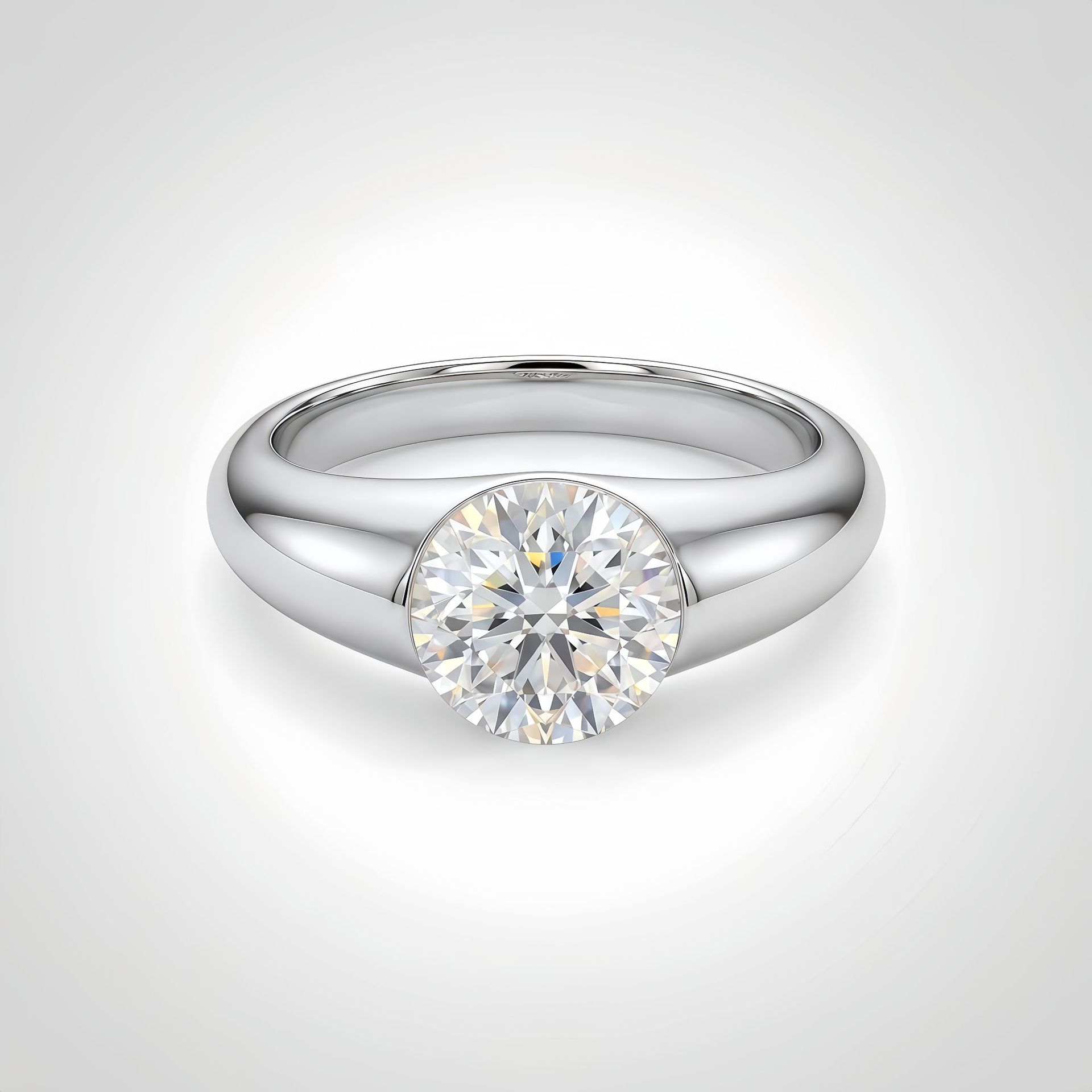 Bezel Round Moissanite Engagement Ring