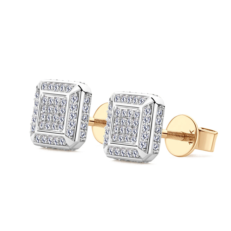 10K Gold Full Moissanite Square Stud Earrings-VOOGME