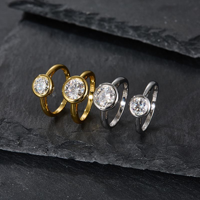 Classic Bezel Round Moissanite Ring