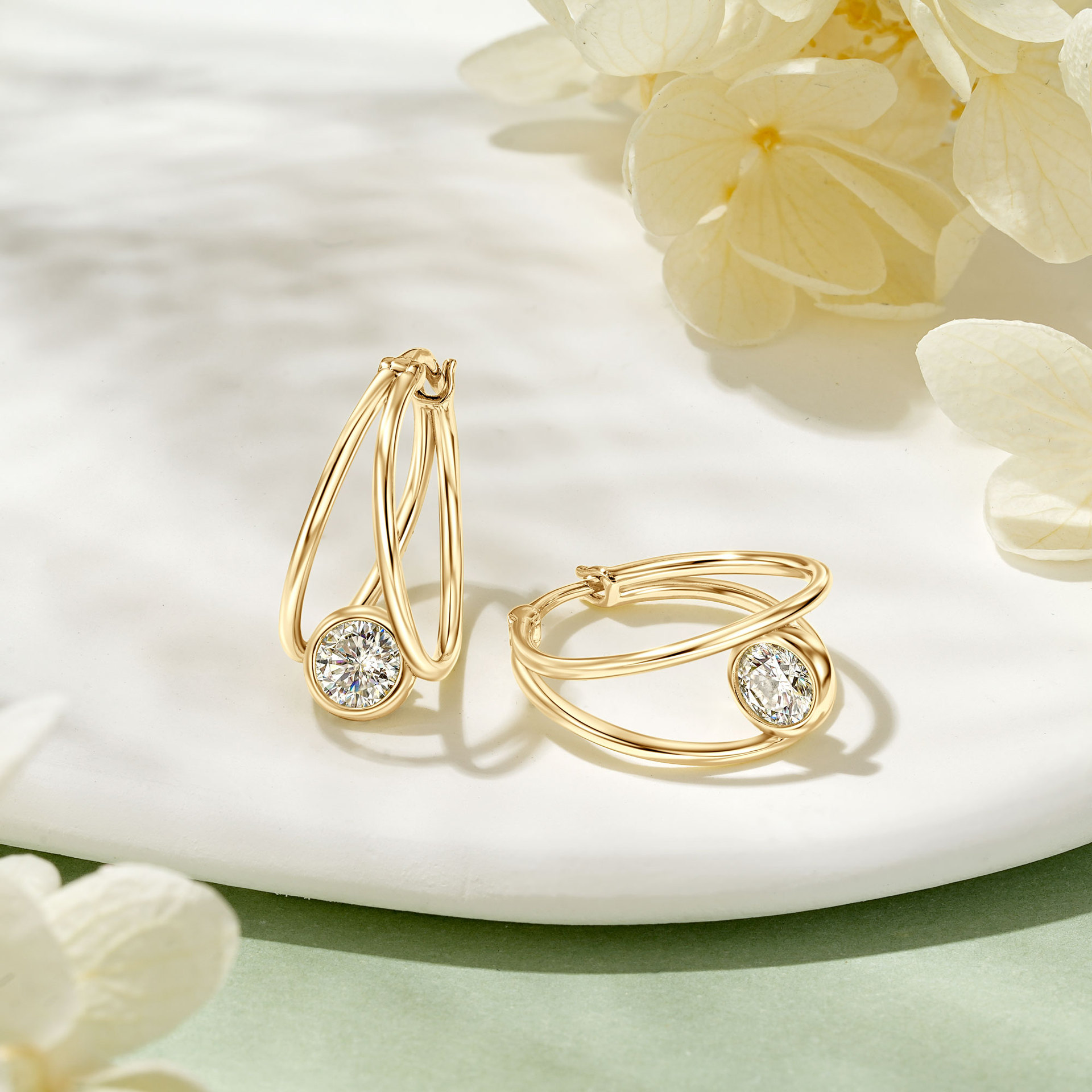 Double Layered Moissanite Hoop Earrings