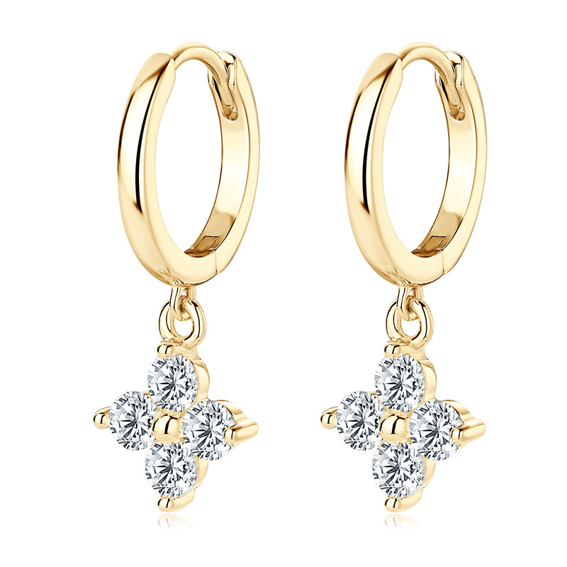 Classic Clover Moissanite Hoop Earrings