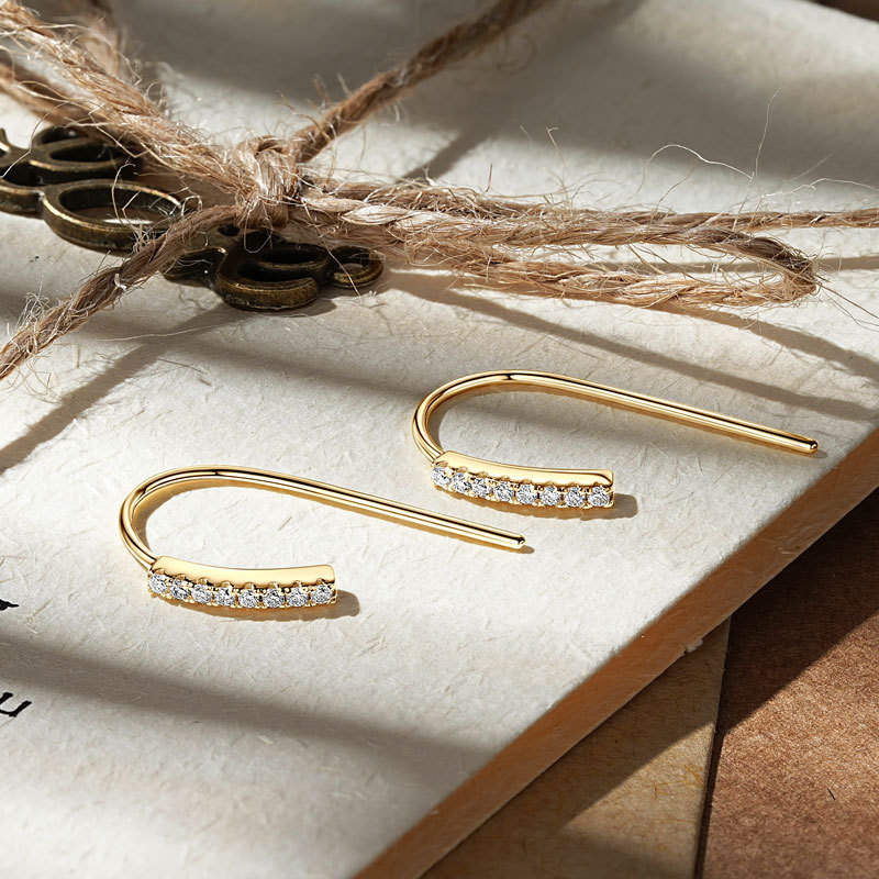 Wilma Vertical Moissanite Hook Earrings-VOOGME