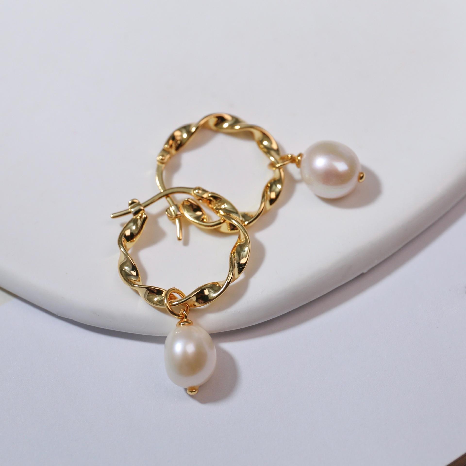 Anica Braided Baroque Pearl Drop Earrings