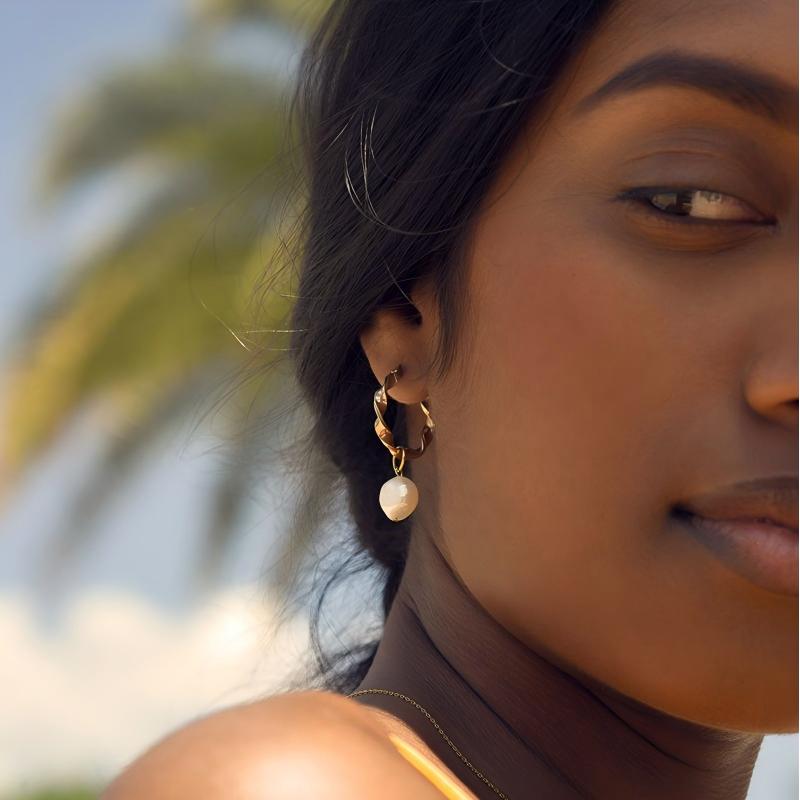 Anica Braided Baroque Pearl Drop Earrings