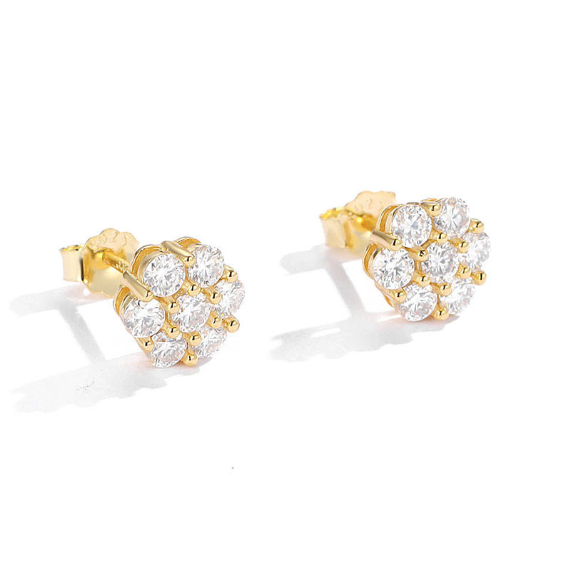Flower Seven-Stone Moissanite Stud Earrings