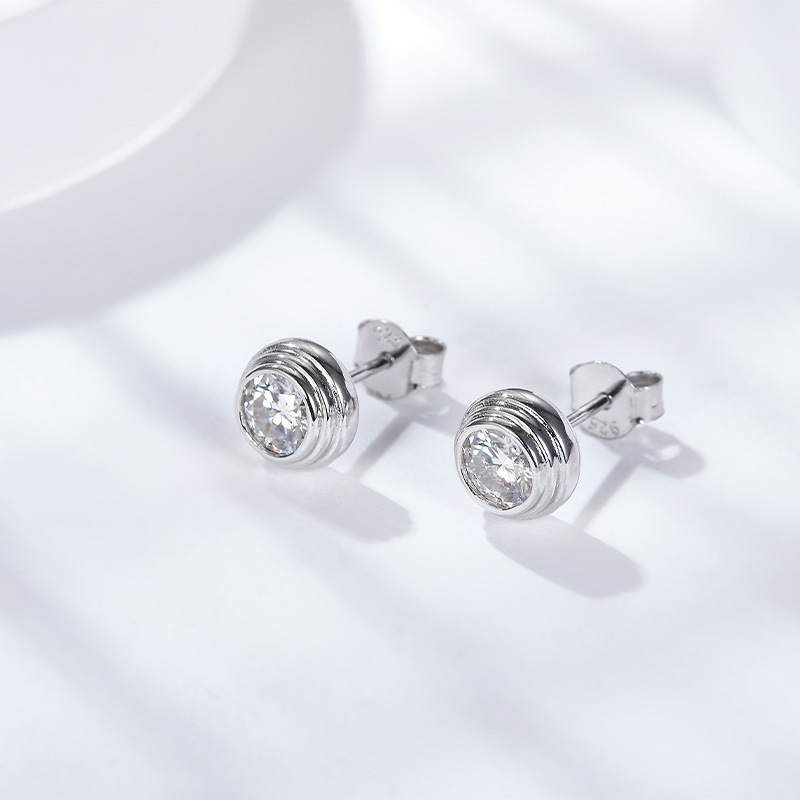 Triple Bubble Moissanite Stud Earrings-VOOGME