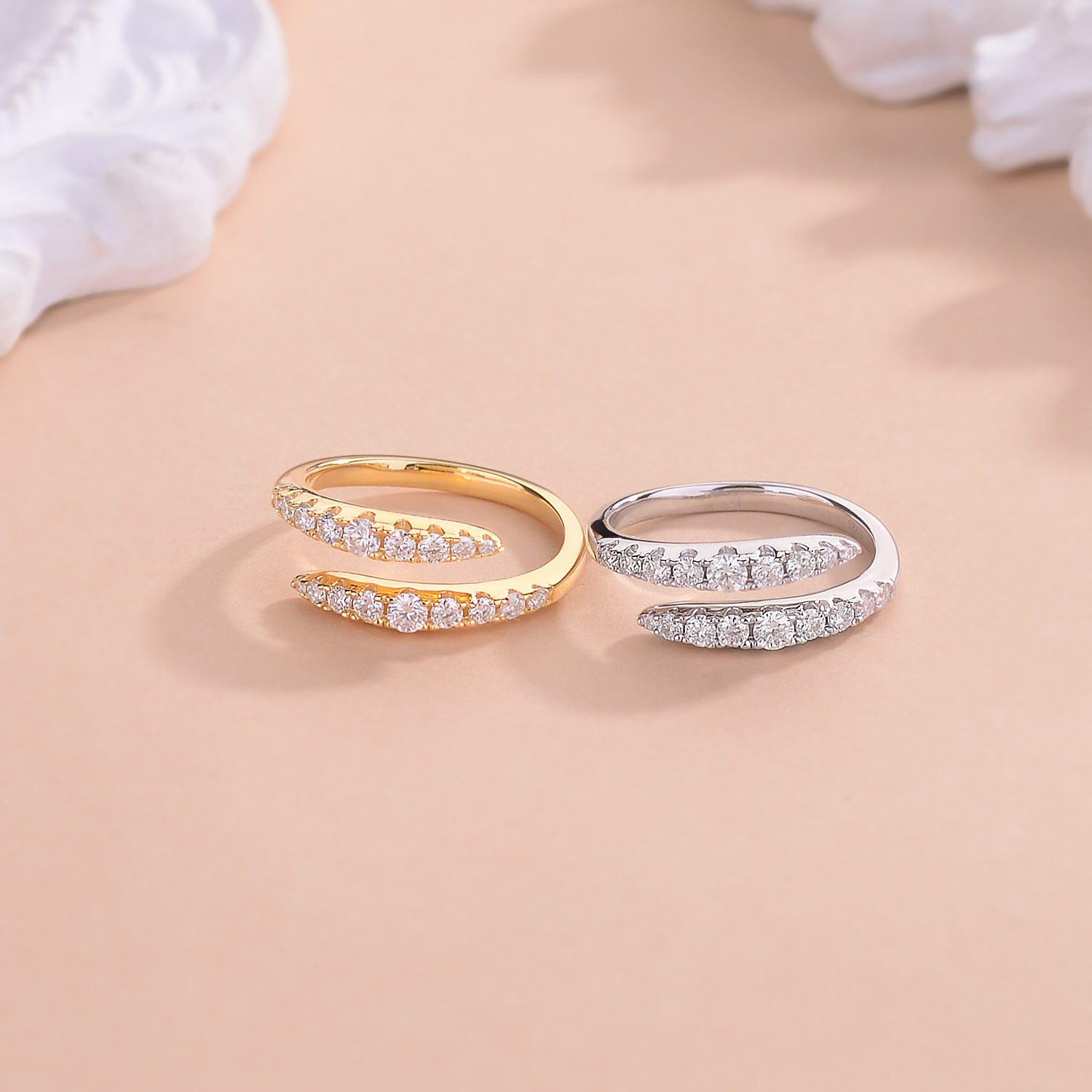 Leigh Double Row Moissanite Wedding Band-VOOGME