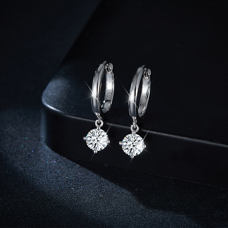 Classic Four Claw Moissanite Drop Earrings