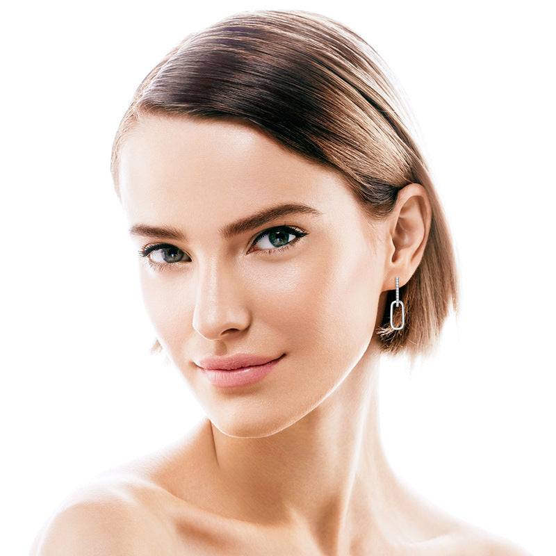 Paperclip Moissanite Drop Earrings-VOOGME