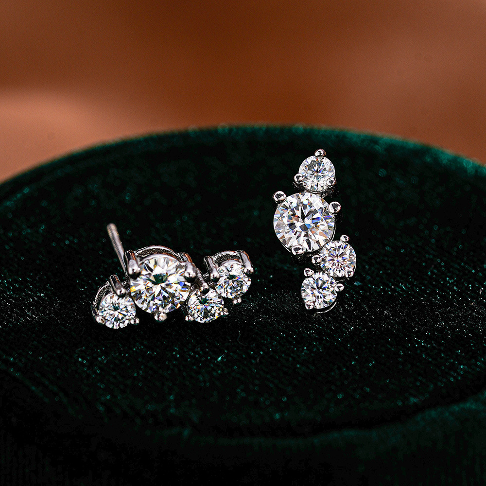 Wisteria Cluster Moissanite Stud Earrings