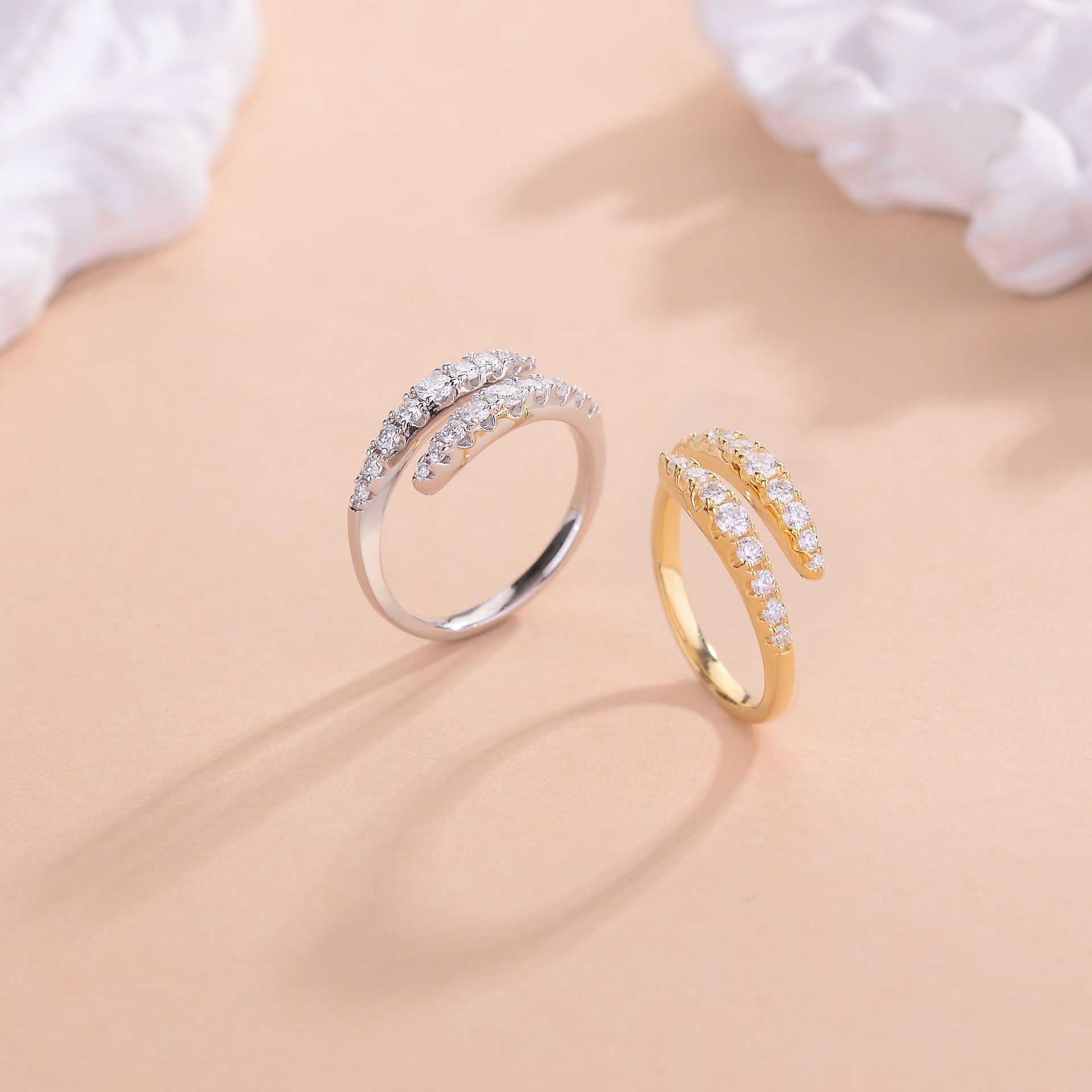 Leigh Double Row Moissanite Wedding Band-VOOGME