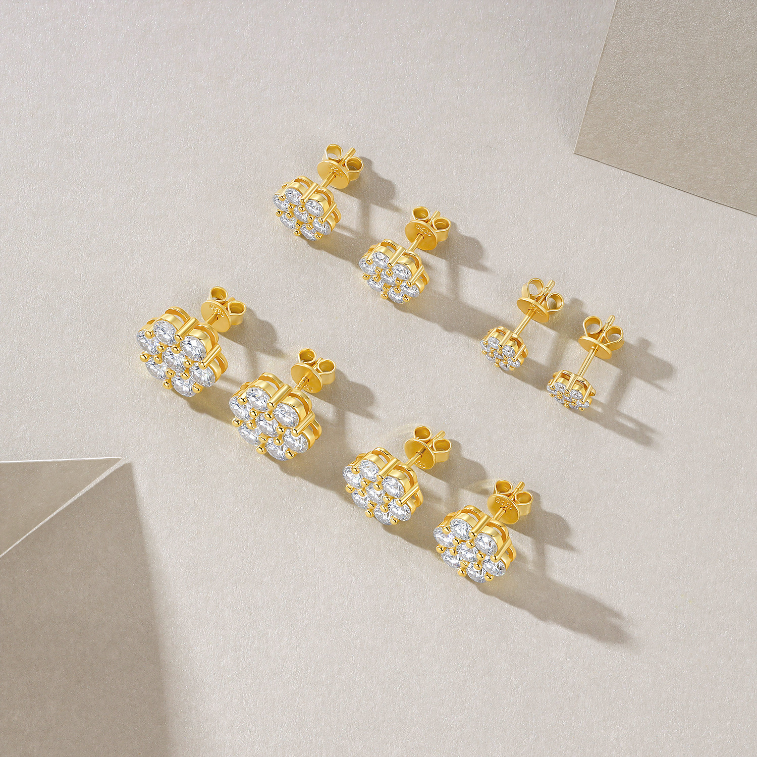 Flower Seven-Stone Moissanite Stud Earrings