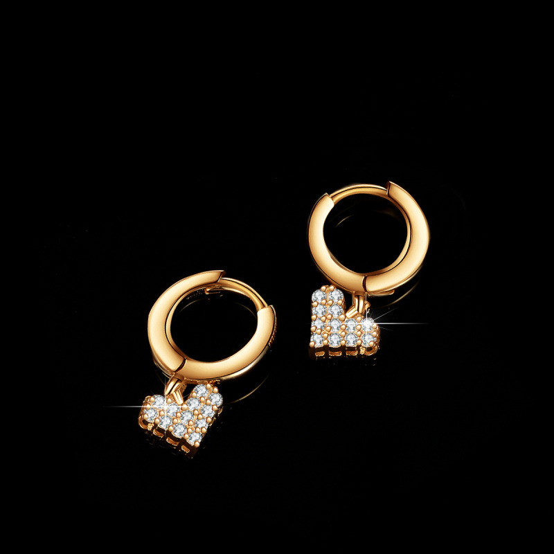 Heart Moissanite Drop Earrings