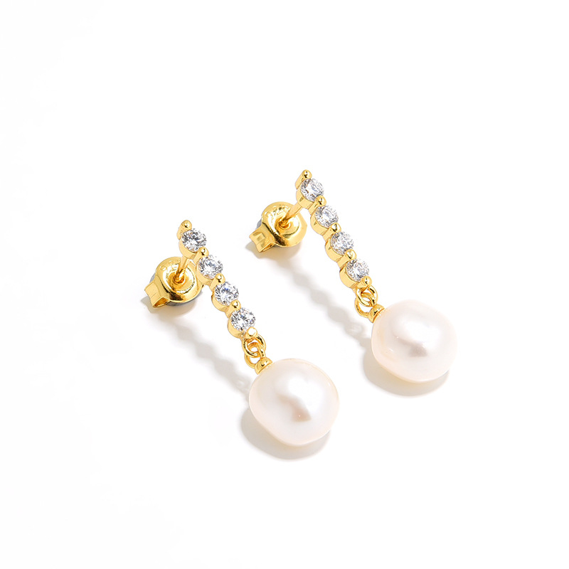Four-Star Baroque Pearl Drop Earrings
