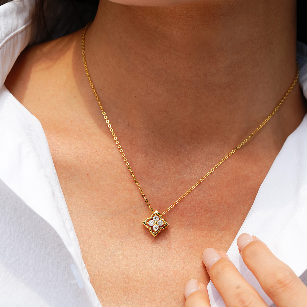 Fortune Clover Moissanite Necklace