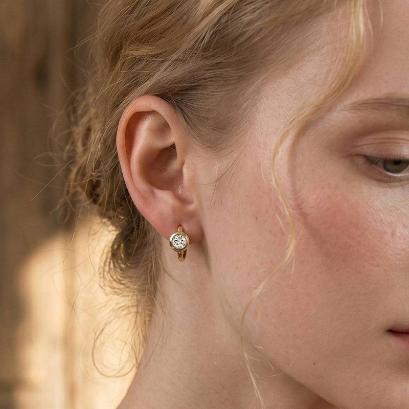 Bezel Bubble Moissanite Hoop Earrings