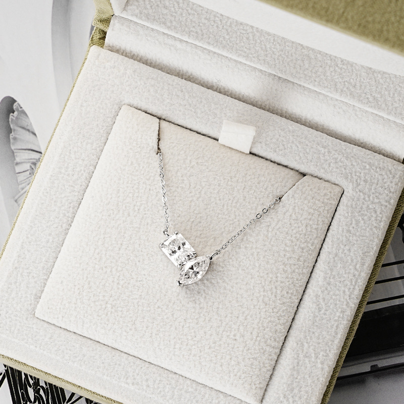 Radiant and Marquise Moissanite Necklace-VOOGME