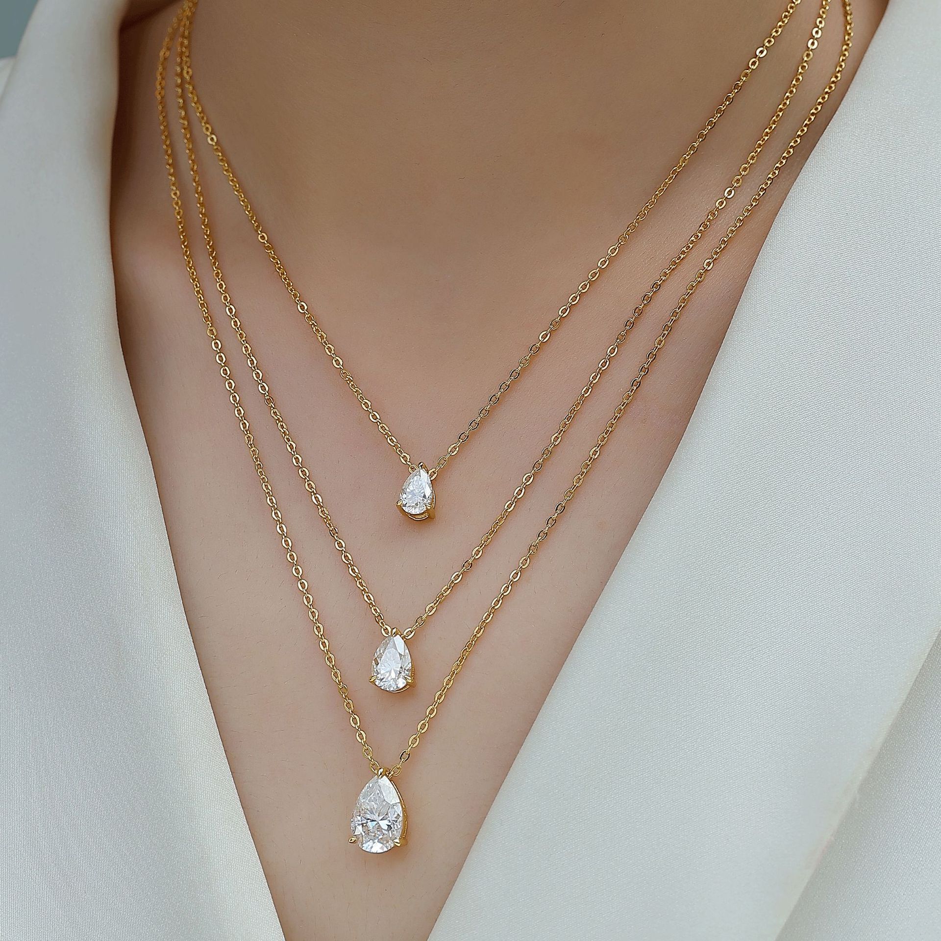 Classic Pear Cut Moissanite Necklace