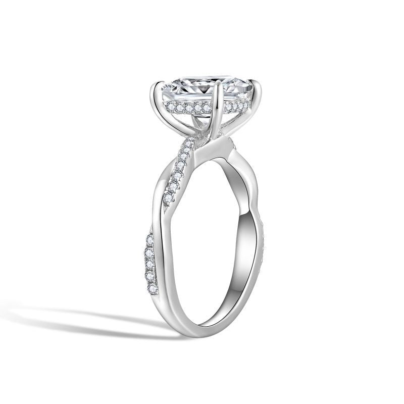Infinity Twist Hidden Halo Moissanite Engagement Ring-VOOGME