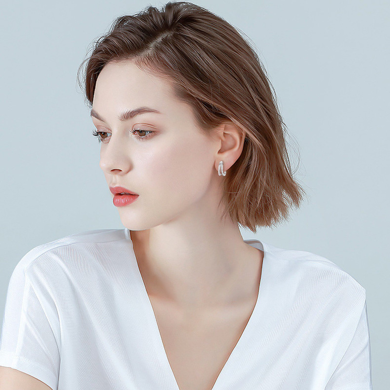 V Double Layer Moissanite Hoop Earrings