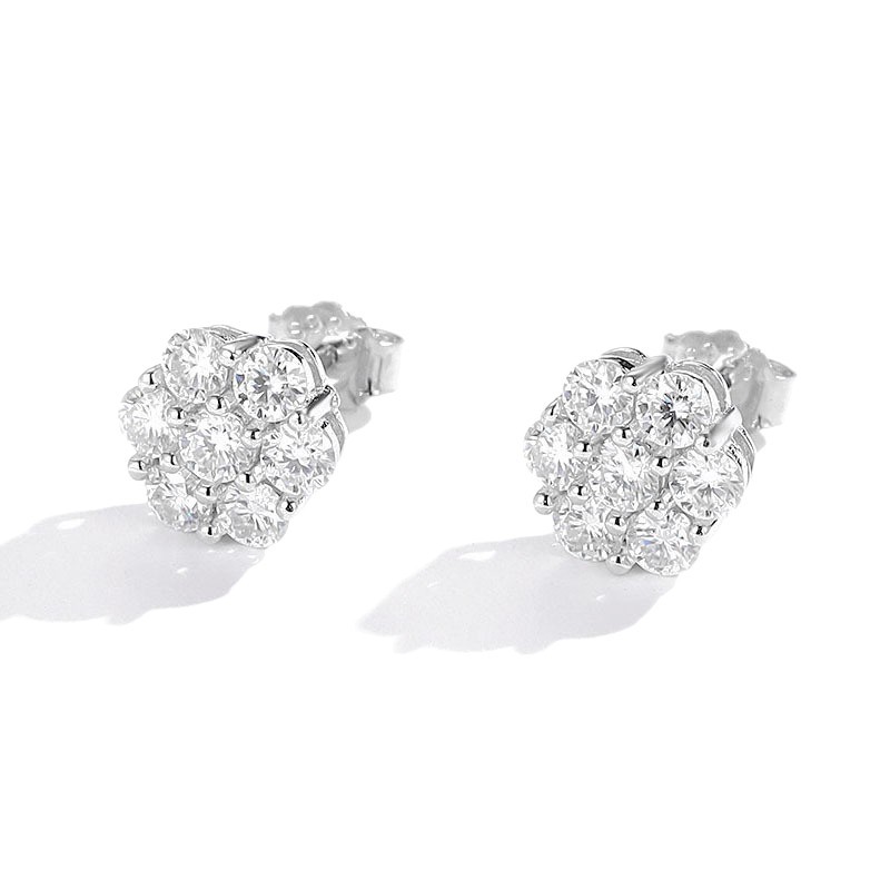 Flower Seven-Stone Moissanite Stud Earrings