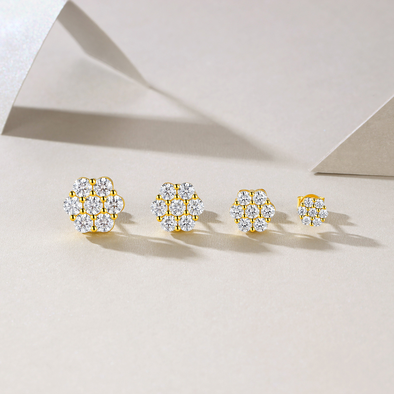 Flower Seven-Stone Moissanite Stud Earrings