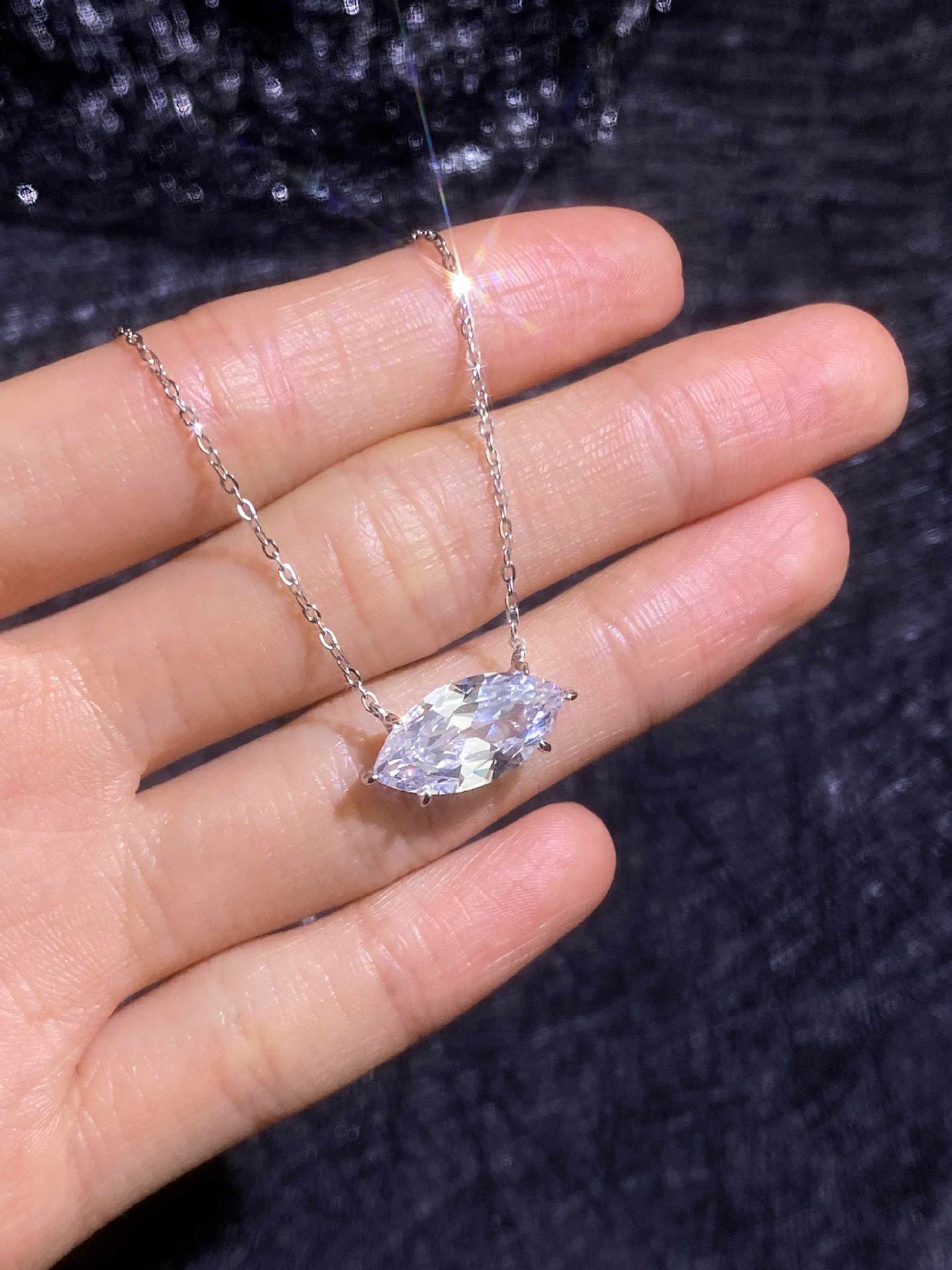 Marquise's Kiss Moissanite Necklace
