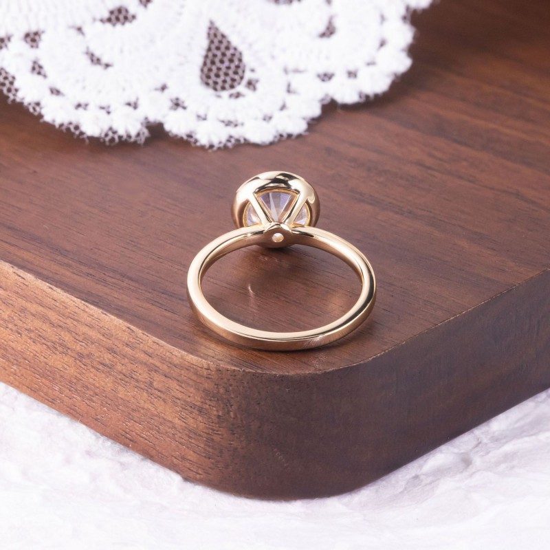 Round Cut Bezel Set Solitaire Moissanite Engagement Ring